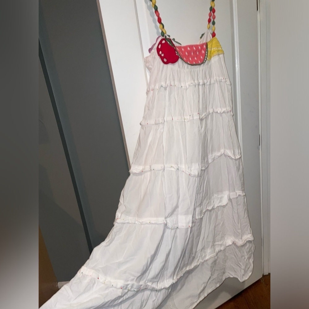 New! FARM Rio Embroidered Fruits Richelieu Cotton Maxi Dress 🍓🍇🍉 Medium - Picture 12 of 16